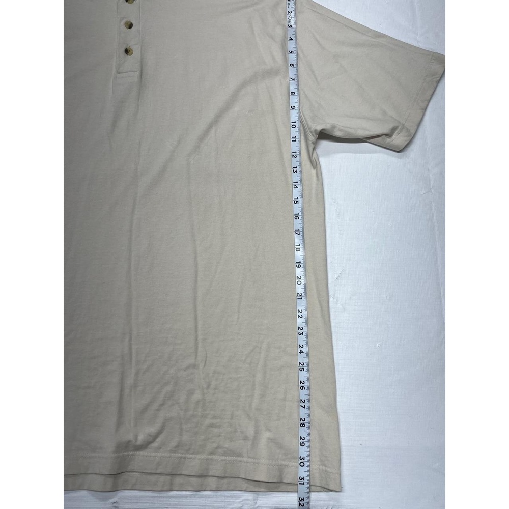 Vintage John Ashford Adventure Mens Tan Cotton Short‎ Sleeve Henley XL - Picture 7 of 7
